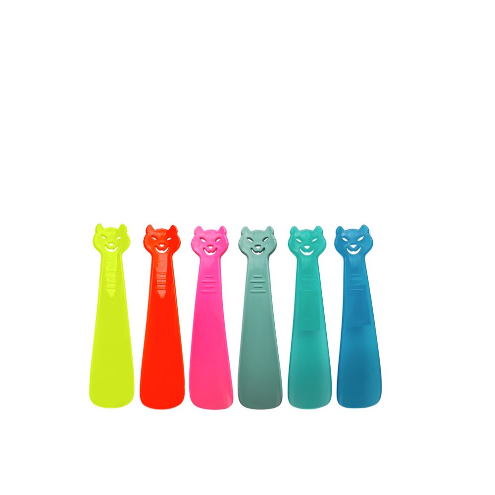 OBOUVACÍ LŽÍCE BUBLE PLASTOVÁ 18 CM KOČKA Červená neon