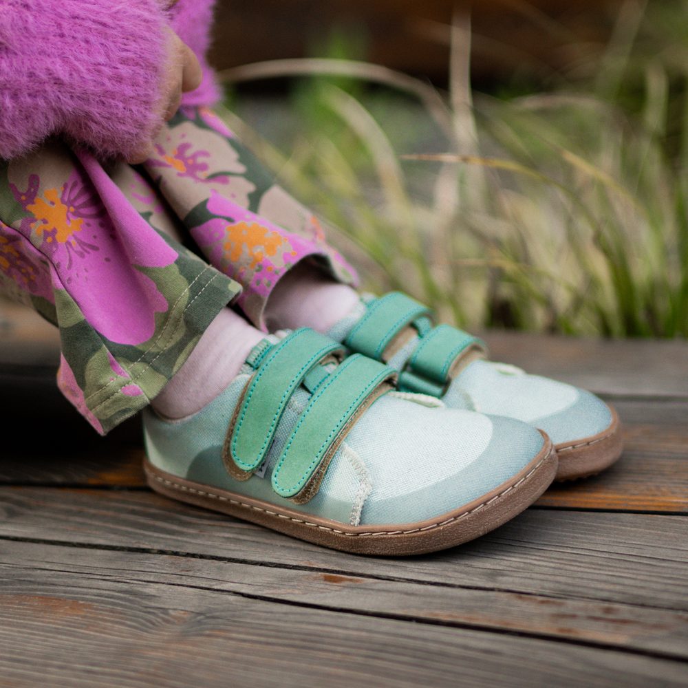 PEGRES TENISKY BF57U Mint Dětské barefoot tenisky