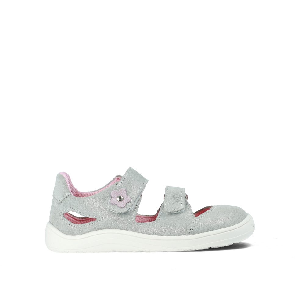 BABY BARE SANDÁLKY FEBO JOY Grey Pink Dětské barefoot sandály