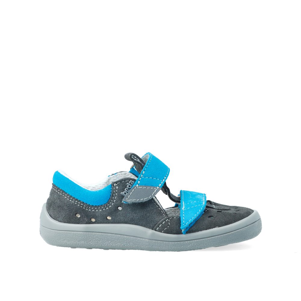 BEDA SANDÁLY BF 0001/SD/W ROBIN Grey Blue Dětské barefoot sandály