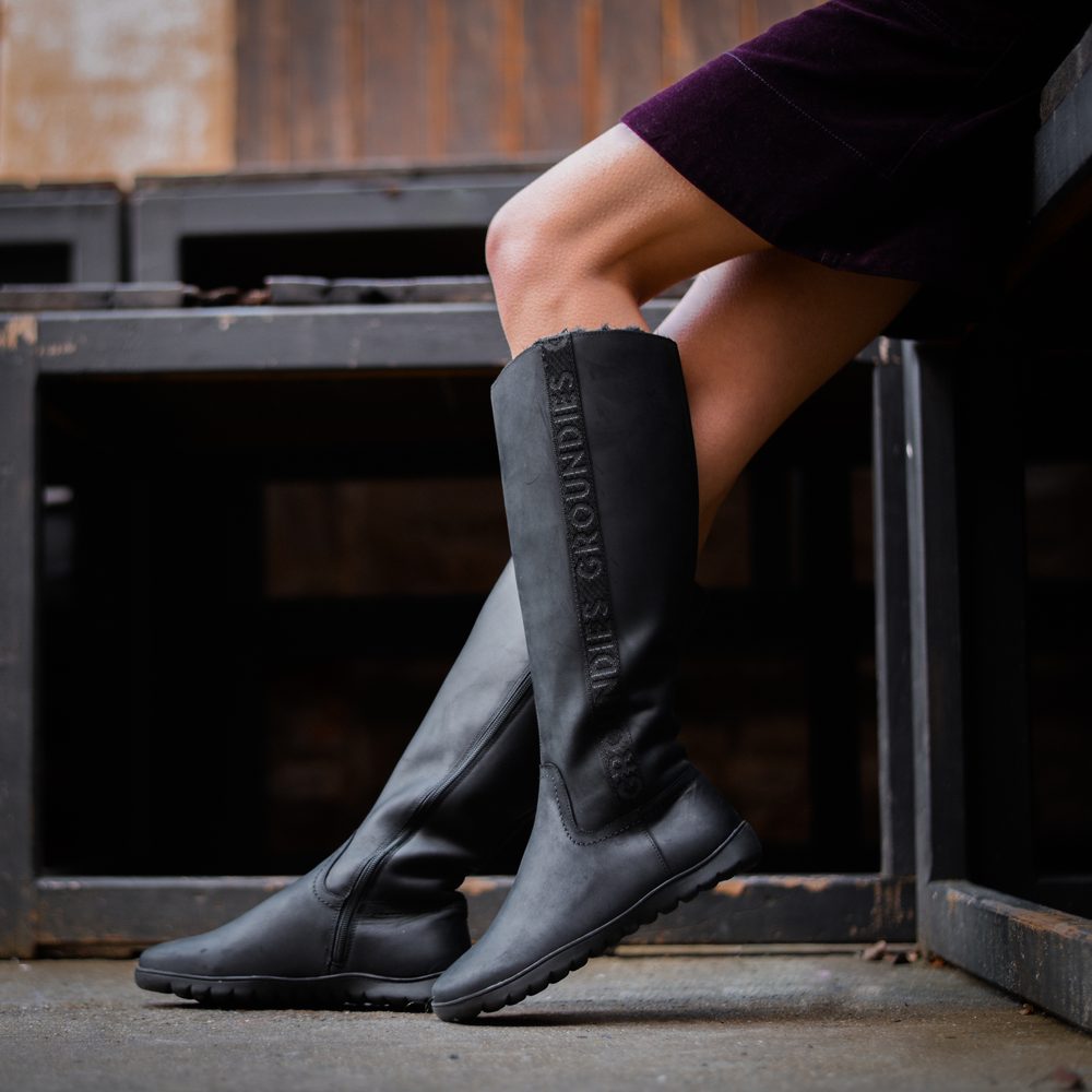 GROUNDIES DERBY WOMEN Black Dámské barefoot kozačky