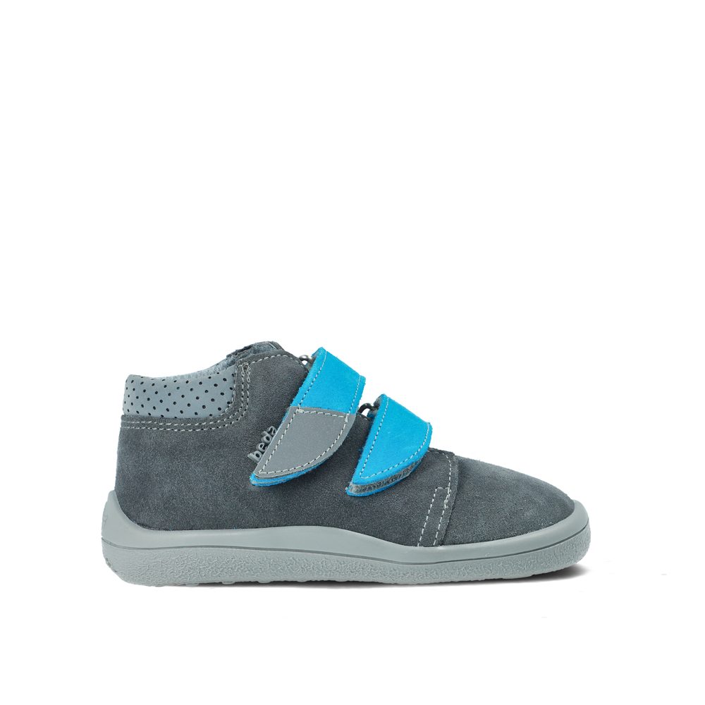 BEDA CELOROČNÍ VELUR BF 0001/W/M ROBIN Grey Dětské celoroční barefoot boty