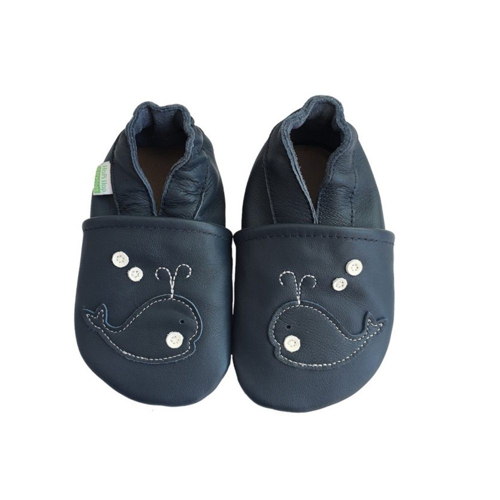 HOPI HOP BAREFOOT KOŽENÉ CAPÁČKY Velryba Navy Dětské barefoot capáčky