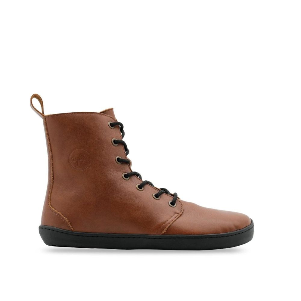 AYLLA BAREFOOT CHIRI DÁMSKÉ Brown Kotníčkové zateplené barefoot boty