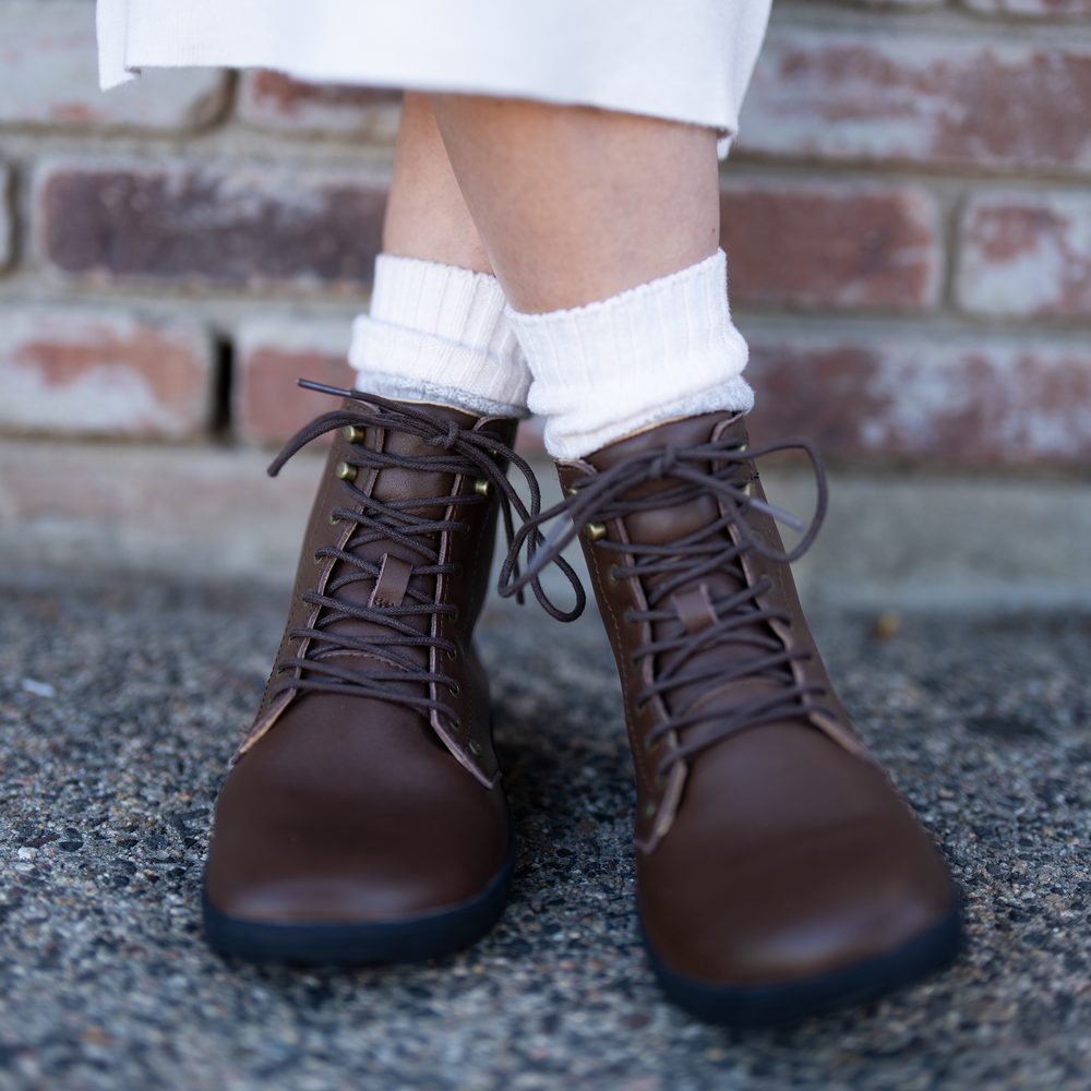 Xero Shoes BRECKENRIDGE Brown Dámské barefoot kotníkové boty