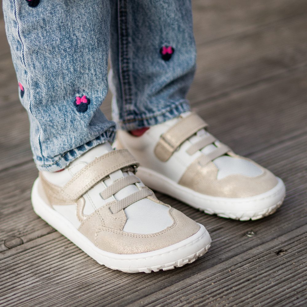 FRODDO TENISKY SPLASH White/Gold Dětské barefoot tenisky