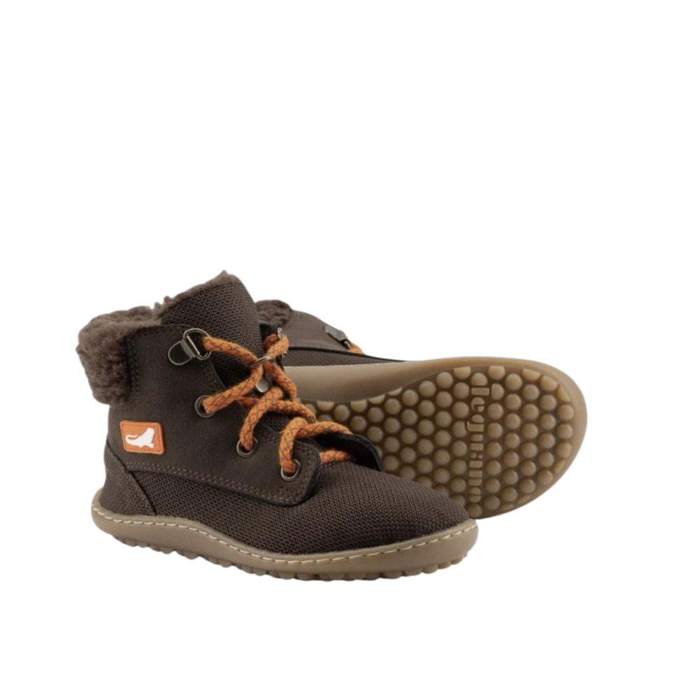 LEGUANITO NICEBARE Brown Dětské zateplené barefoot boty