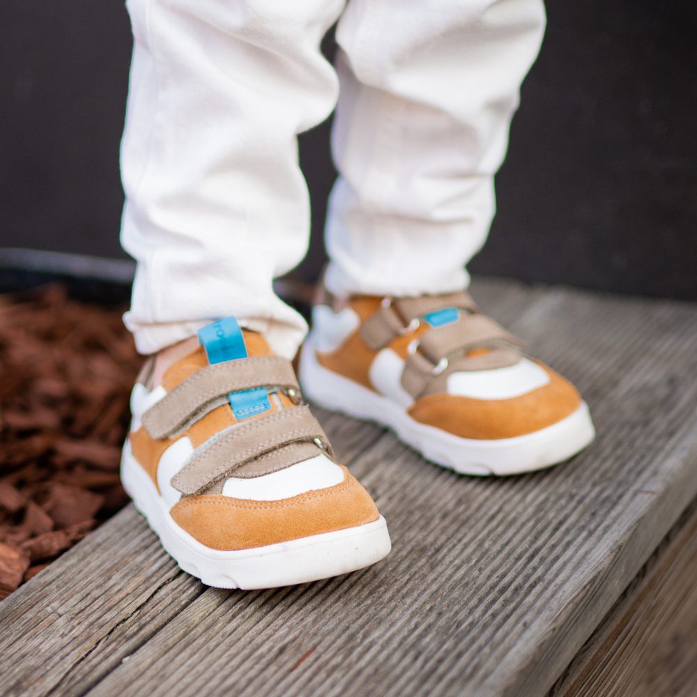 FRODDO ZERU SPRING White /Orange Dětské barefoot tenisky