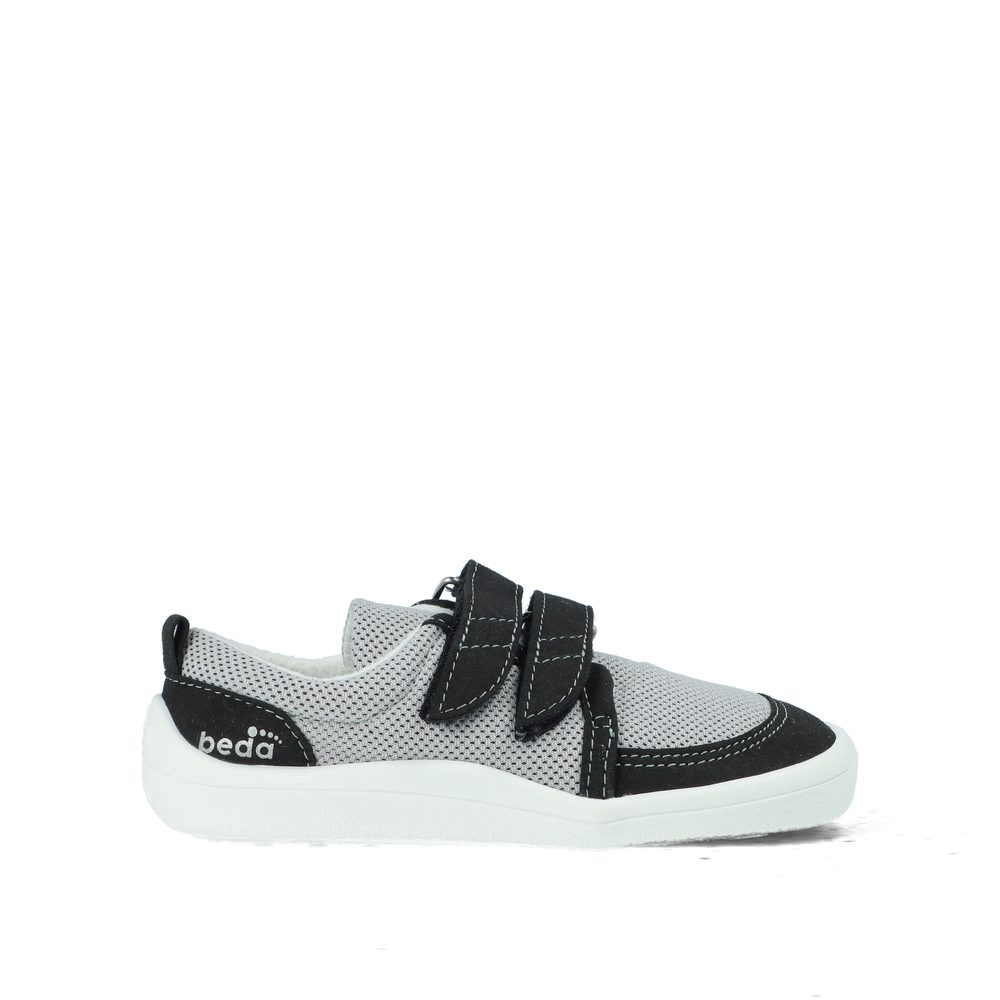 BEDA TENISKY BF 0001/TEX/W/D LUCAS White Black Dětské barefoot tenisky