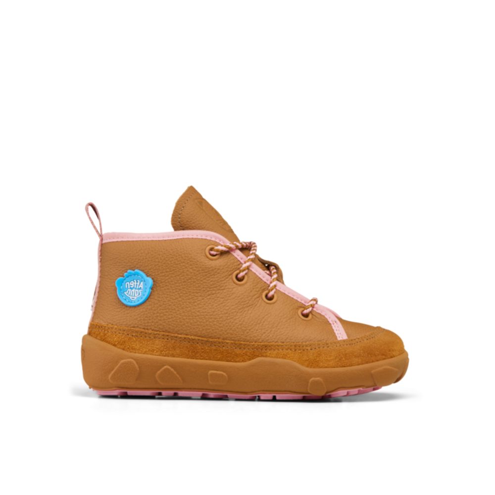Affenzahn EASY WARM MIDBOOT CAT Brown Pink Dětské zimní zateplené barefoot boty
