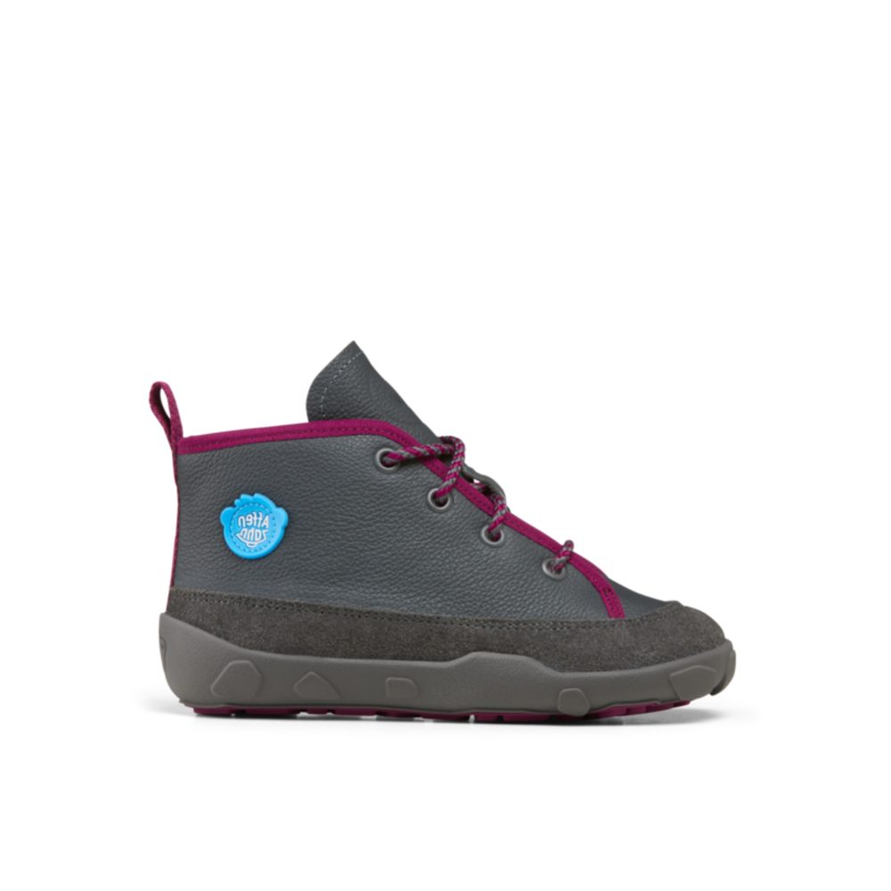 Affenzahn EASY WARM MIDBOOT BIRD Grey Berry Dětské zimní zateplené barefoot boty