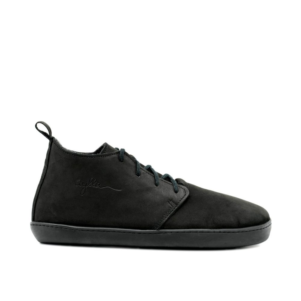 AYLLA BAREFOOT TIKSI WINTER DÁMSKÉ Nubuk Black Kotníčkové zateplené barefoot boty