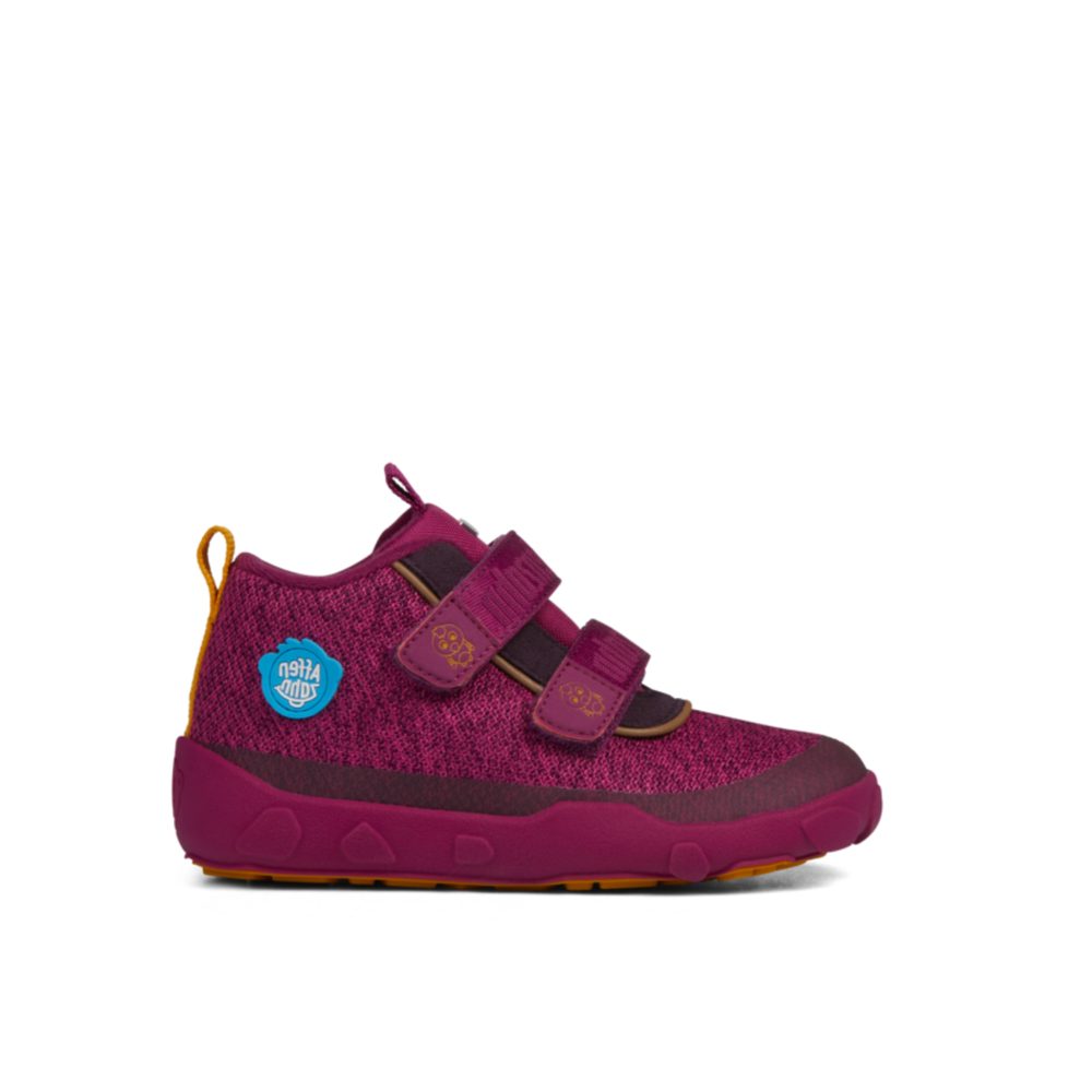 Affenzahn LOWBOOT KNIT HAPPY BIRD Berry Dětské celoroční barefoot boty