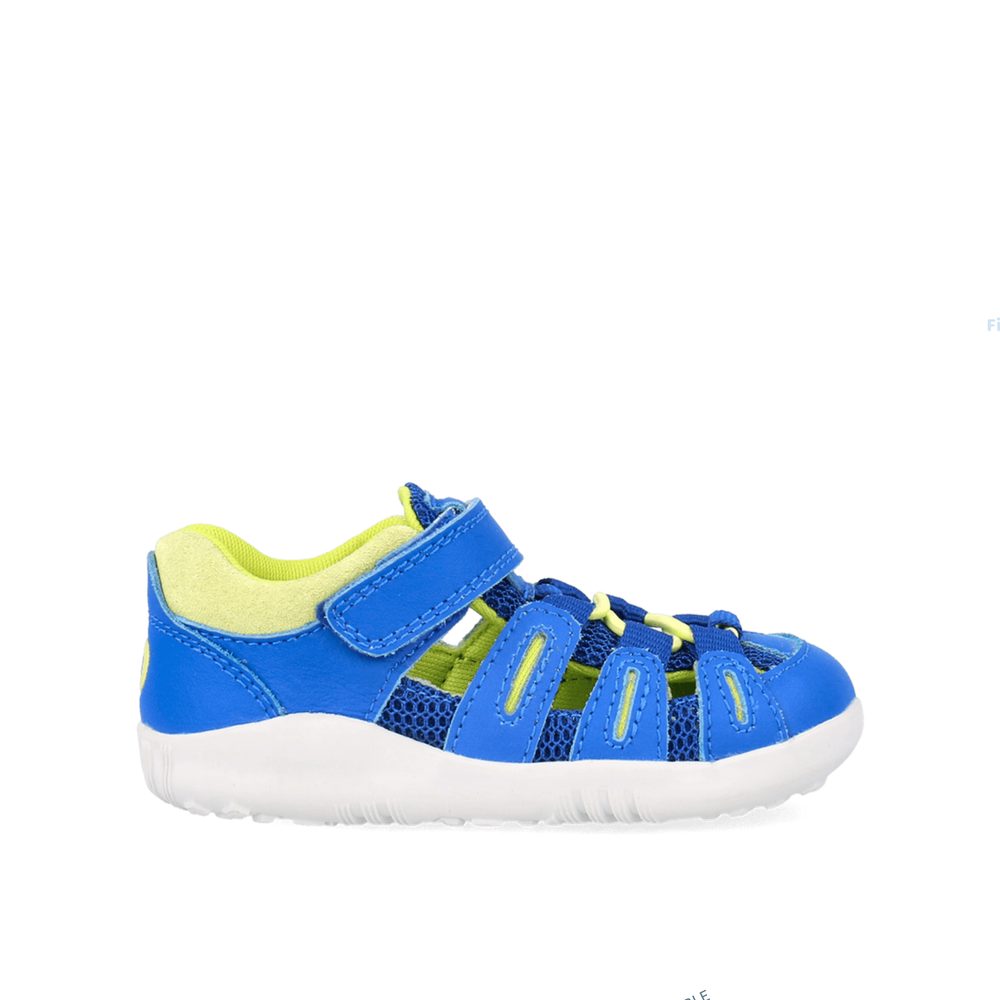 BOBUX SUMMIT Snorkel Blue + Sunny Lime Dětské barefoot sandály