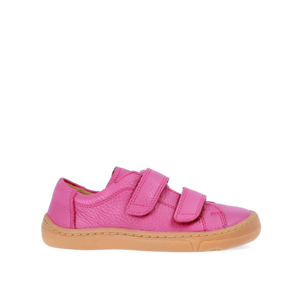 FRODDO TENISKY LEATHER D VELCRO Fuxia Dětské barefoot tenisky
