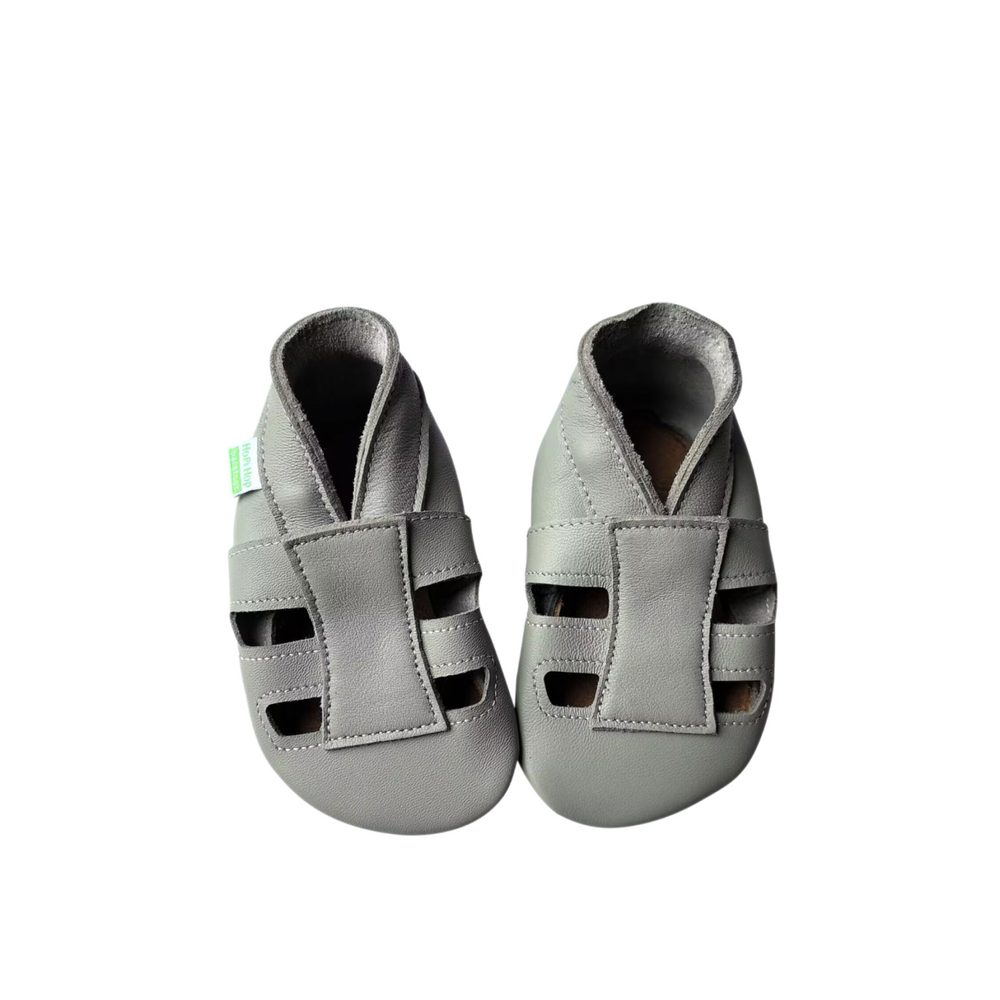HOPI HOP BAREFOOT KOŽENÉ CAPÁČKY SANDÁLKY Světle Šedé Dětské barefoot capáčky