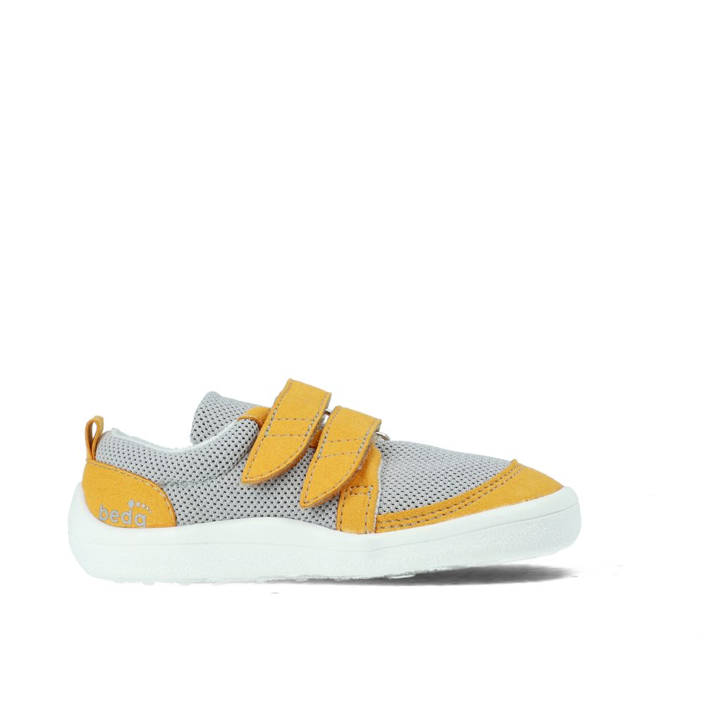 BEDA TENISKY TEX MARTY Gray Yellow Dětské barefoot tenisky