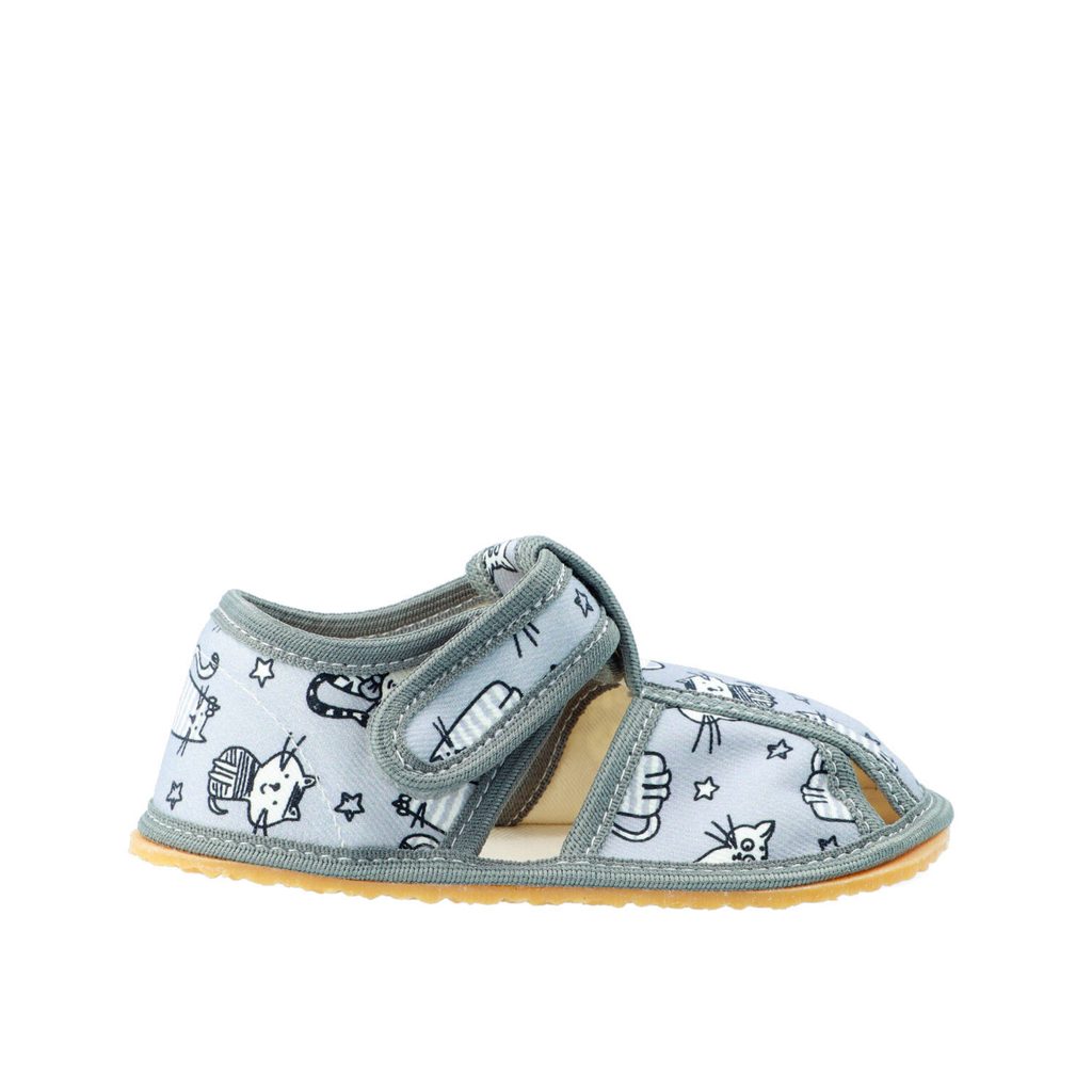 naBOSo – BABY BARE SLIPPERS Grey Cat – Baby Bare Shoes – Slippers –  Children – Zažijte pohodlí barefoot bot.