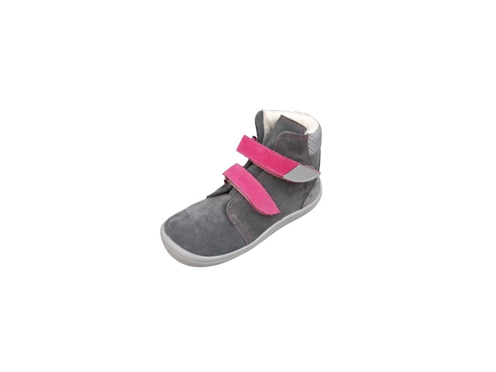 naBOSo – BEDA WINTER BOOTS - ISABEL Grey Pink NARROW HEEL – BEDA – Winter  insulated shoes – Children – Zažijte pohodlí barefoot bot.