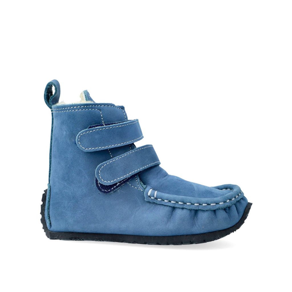 naBOSo – ZEAZOO YETI Dark blue waterproof leather - sheepskin – ZeaZoo Kids  – Winter insulated shoes – Children – Zažijte pohodlí barefoot bot.