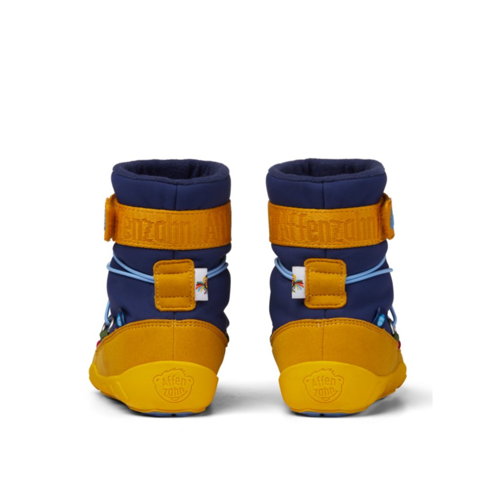 naBOSo – AFFENZAHN SNOWBOOT VEGAN TUKAN Blue Yellow – AFFENZAHN – Winter  Insulated Shoes – Children – Experience the Comfort of Barefoot Shoes