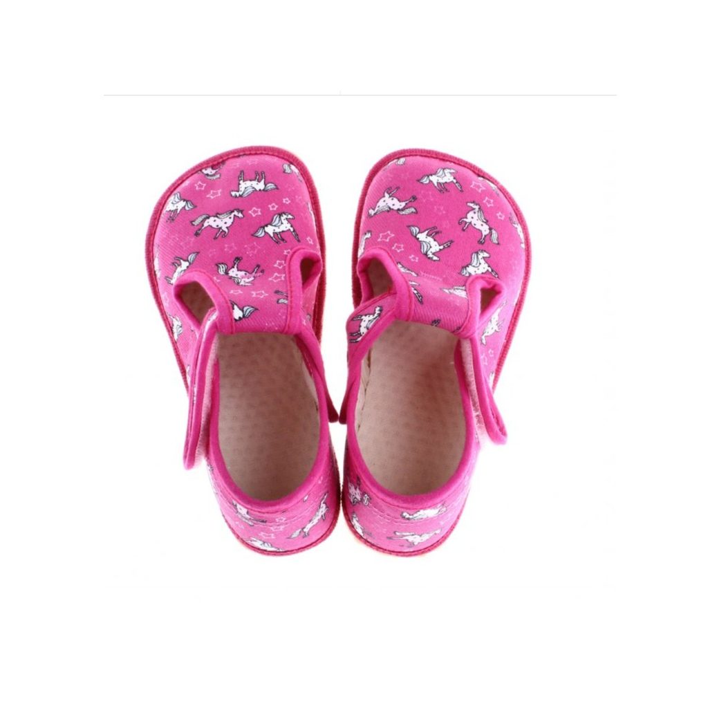 naBOSo – BEDA PAPUČE KONÍK Tmavě Růžová – Široké / Vysoký nárt – BEDA –  Přezůvky – Dětské – Zažijte pohodlí barefoot bot.