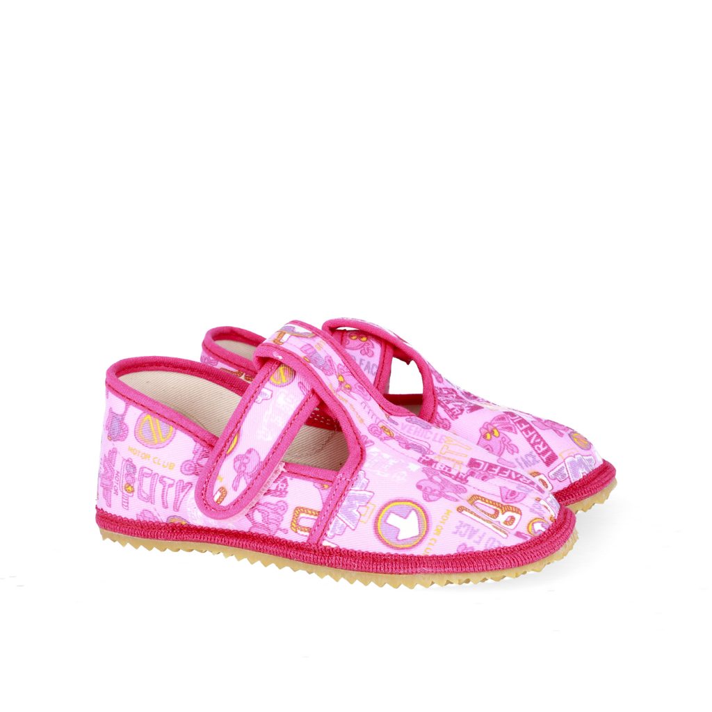 naBOSo – BEDA PAPUČE ZNAKY Světle Růžové s opatkem – Úzké – BEDA – Přezůvky  – Dětské – Zažijte pohodlí barefoot bot.