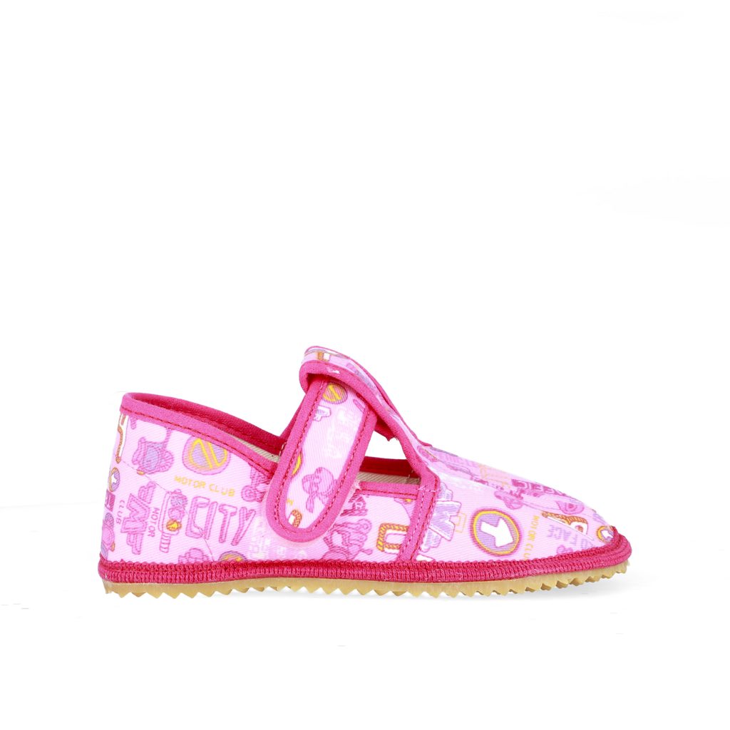 naBOSo – BEDA PAPUČE ZNAKY Světle Růžové s opatkem – Úzké – BEDA – Přezůvky  – Dětské – Zažijte pohodlí barefoot bot.