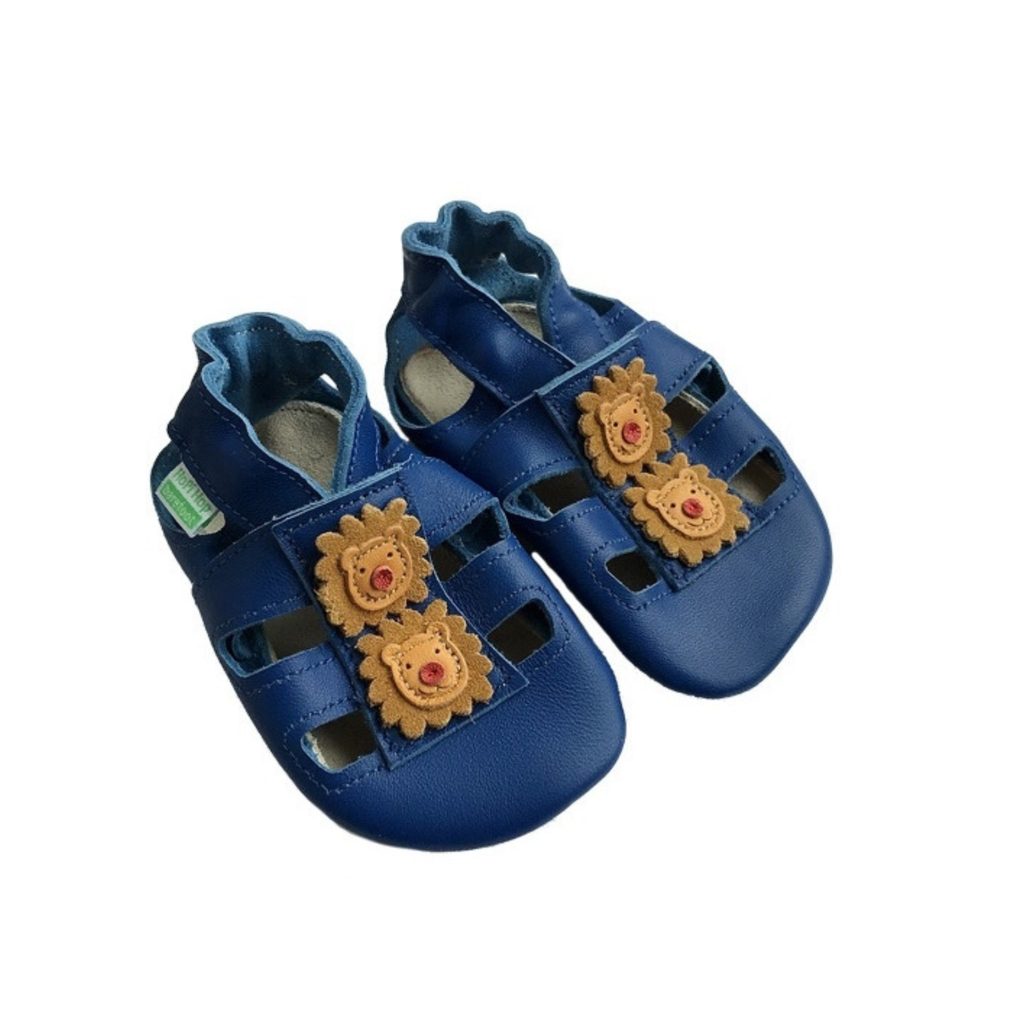 naBOSo – HOPI HOP BAREFOOT LEATHER SLIPPERS Blue Lion – Hopi Hop - Art pro  studio – Pre-Walkers – Children – Experience the Comfort of Barefoot Shoes