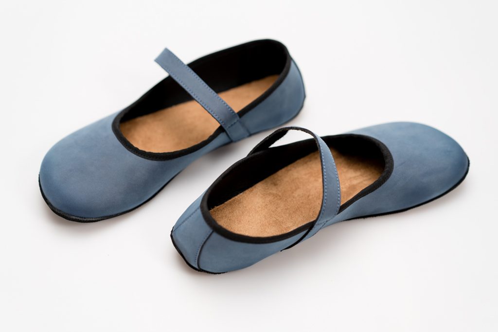 naBOSo - AHINSA SHOES ANANDA BARE BALERÍNKA Blue nubuk - Ahinsa Shoes -  Balerínky - Dámské barefoot boty, Barefoot obuv - Síla opravdovosti.