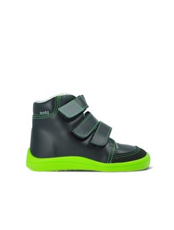 BEDA ZIMNÍ VYŠŠÍ MARCUS Black/Green | Dětské zimní zateplené barefoot boty