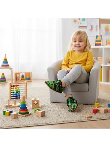 BEDA PAPUČE BF 060010/W DINOBALL Green – Široké | Dětské barefoot přezůvky