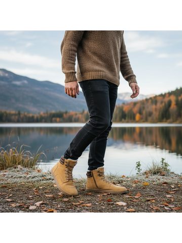 LEGUANO ICEBARE Brown | Kotníčkové zateplené barefoot boty