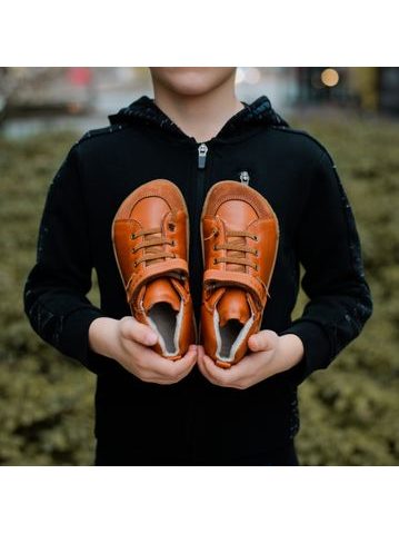 CRAVE BERGEN WINTER 2.0 Cognac | Dětské zimní zateplené barefoot boty