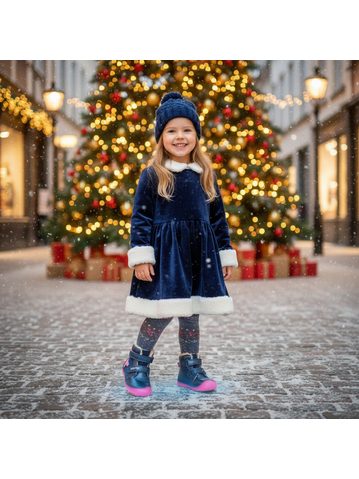 D.D.STEP W070-52893 Dark Blue | Children's winter insulated barefoot shoes