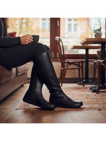 GROUNDIES MONA STRETCH Black | Dámské barefoot kozačky