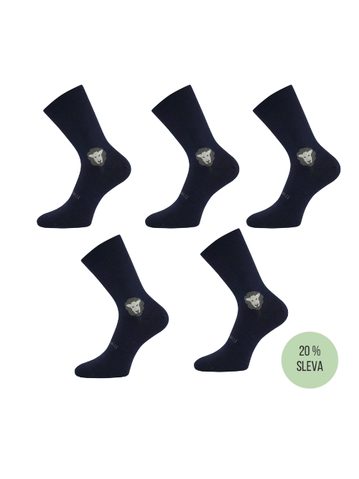 ANATOMICALLY SHAPED MERINO SOCKS BAREFOOTAN with Silver Ions Dark Blue 5 Pack