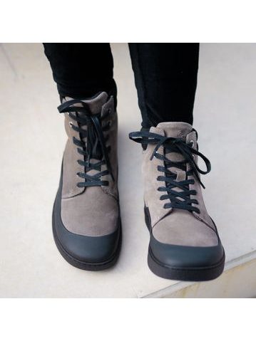 GROUNDIES TORINO Stone Black | Dámské zimní zateplené barefoot bot