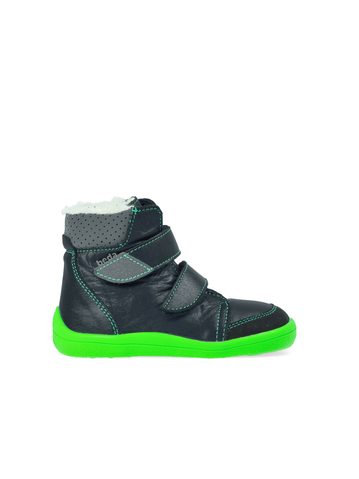 BEDA ZIMNÍ VYŠŠÍ MARCUS Black/Green - užší kotník | Dětské zimní zateplené barefoot boty 1