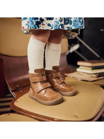 BUNDGAARD BASIL Cognac | Dětské zimní zateplené barefoot boty