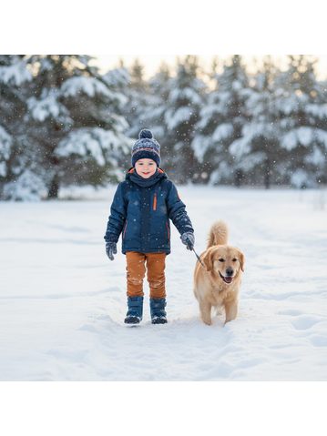 D.D.STEP W070-52893 Dark Blue | Children's winter insulated barefoot shoes