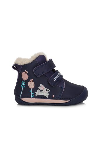 D.D.STEP W070-337B ZIMNÍ KOTNÍKOVÉ BOTY Modré | Dětské zimní zateplené barefoot boty