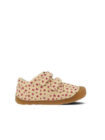 BUNDGAARD PETIT STRAP CANVAS Beige Hearts | Dětské barefoot tenisky