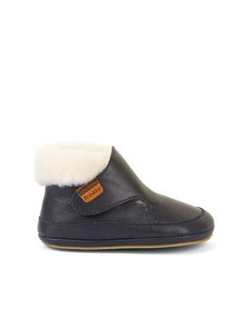 FRODDO ZIMNÍ CAPÁČKY FURRY WALKERS Dark Blue | Dětské první zateplené barefoot botičky