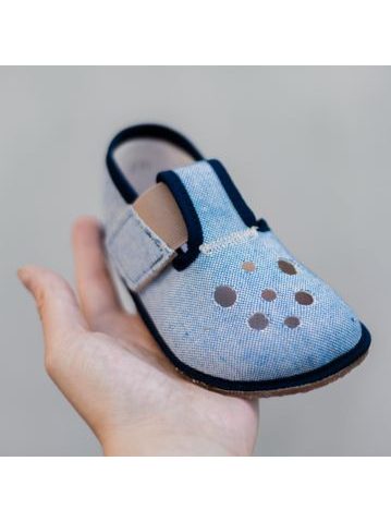 PEGRES PAPUČKY BF03 TEXTILNÍ S PRŮŘEZEM Modrá | Dětské barefoot přezůvky