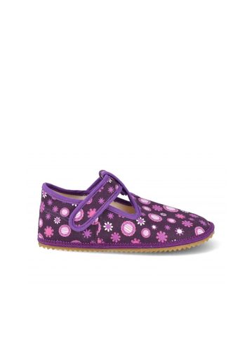 BEDA PAPUČE BF 060010/W VIOLET Flower | Dětské barefoot přezůvky