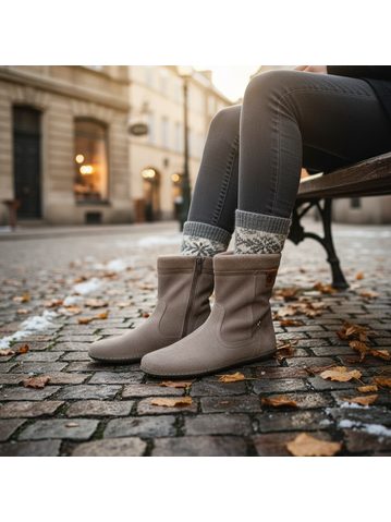 BAŤA KOZAČKY Semiš | Dámské barefoot kozačky