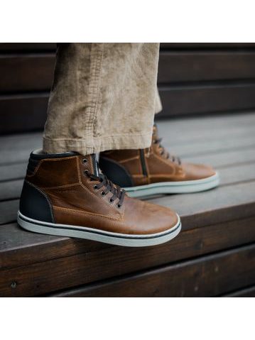 GROUNDIES AUSTIN Cognac/Navy | Pánské zimní zateplené barefoot boty