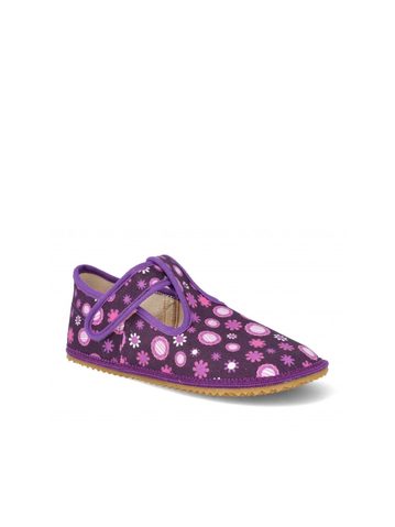 BEDA PAPUČE BF 060010/W VIOLET Flower | Dětské barefoot přezůvky