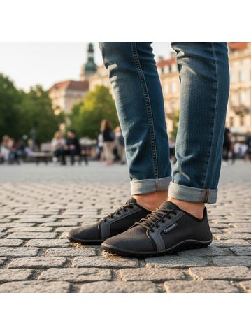 GROUNDIES NOVA GS1 Beige/Indigo Blue | Barefoot tenisky